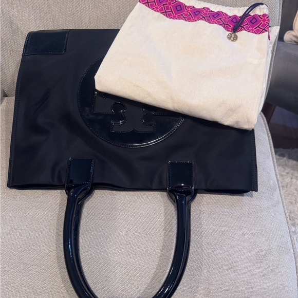 Tory Burch Black Tote with Glossy Logo - Picture 12 of 13